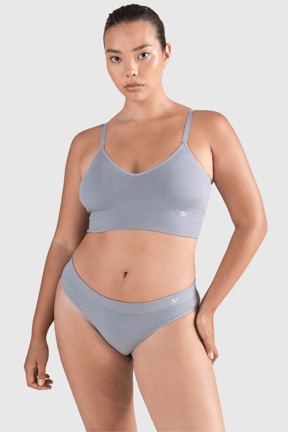 Tencel Seamless High Leg Brief in Storm Grey. Size XS (UK 6-8)