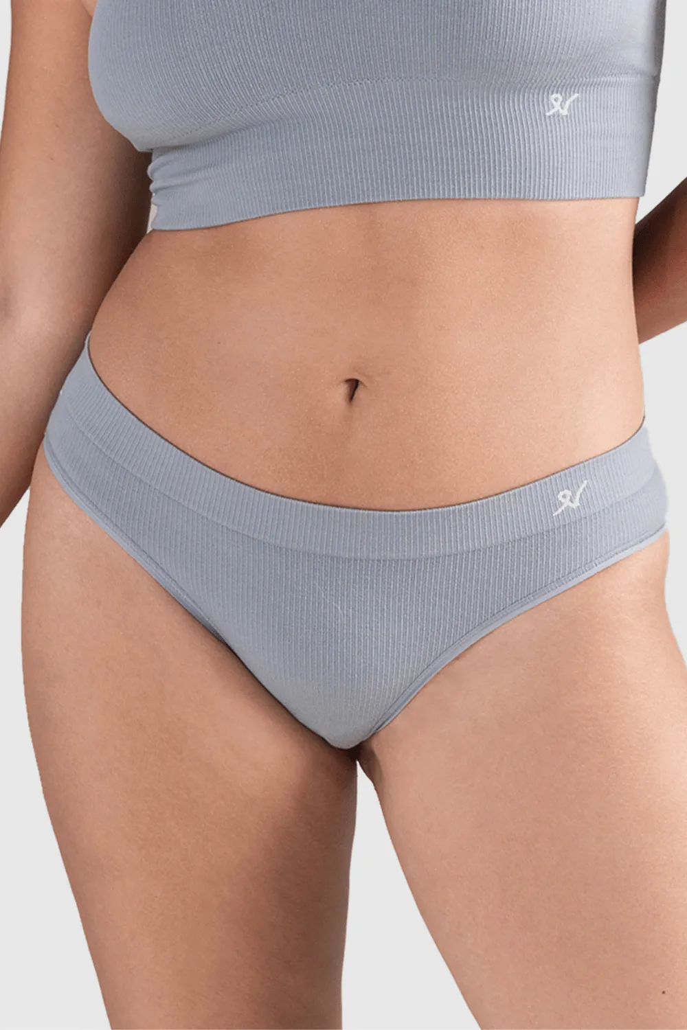 Tencel Seamless High Leg Brief in Storm Grey. Size XS (UK 6-8)