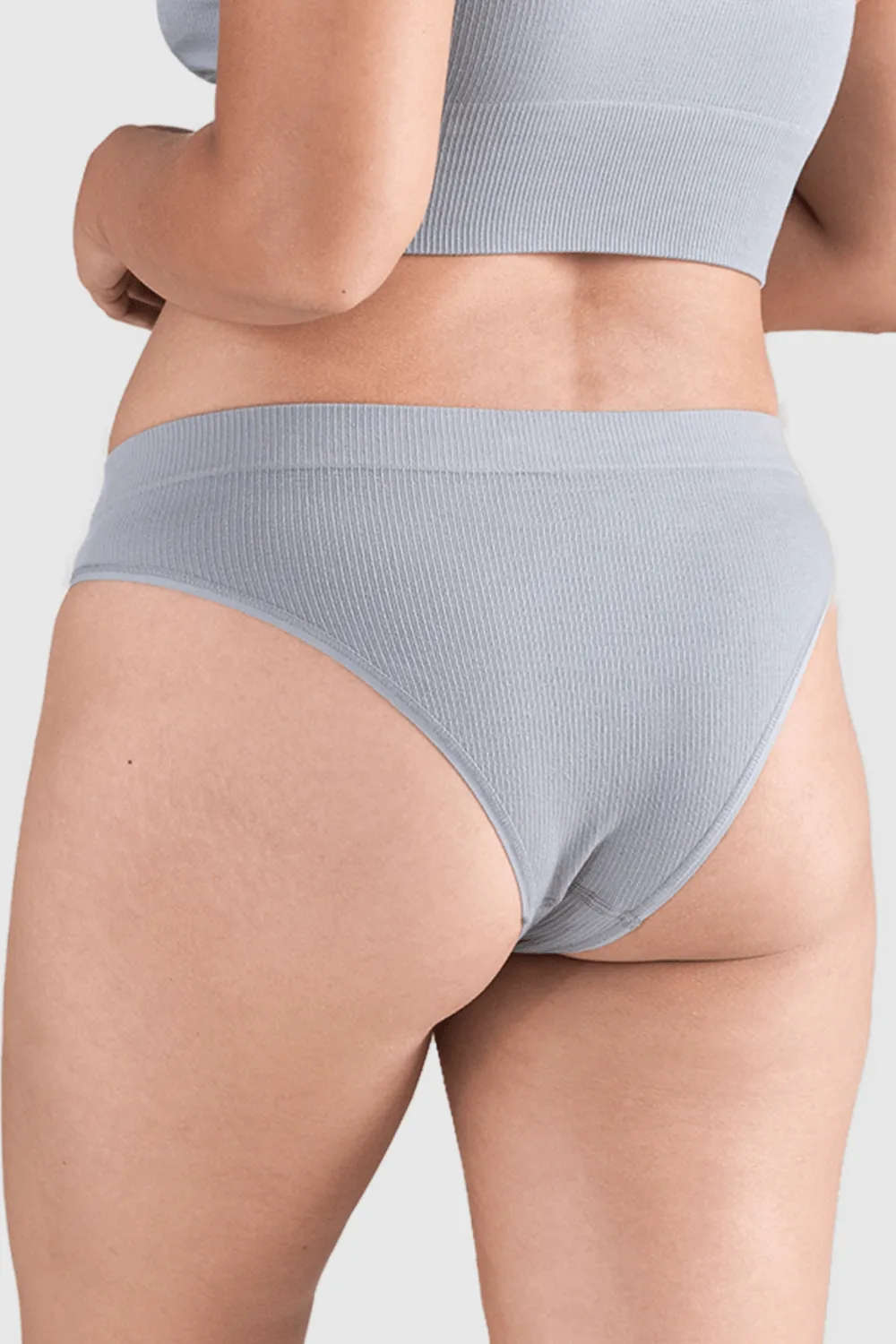 Tencel Seamless High Leg Brief in Storm Grey. Size XS (UK 6-8)