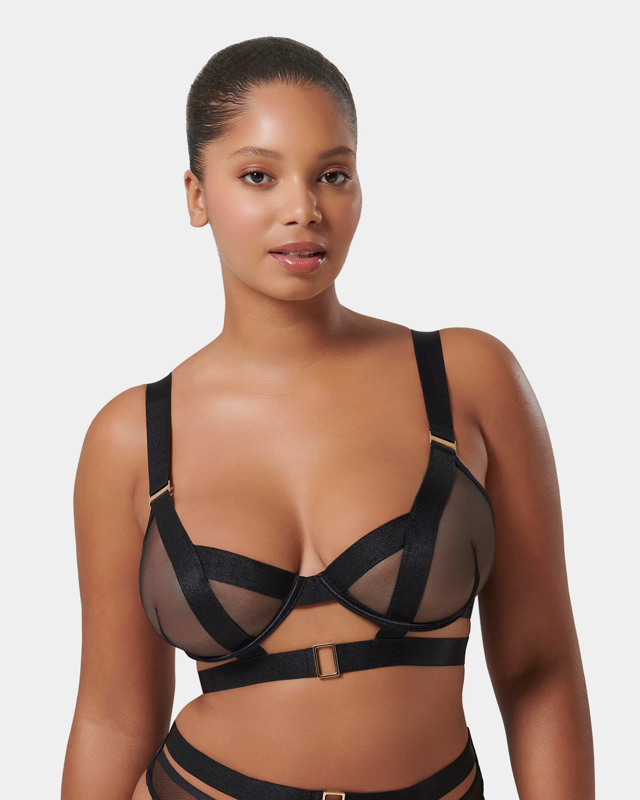 Trinity Sheer Strappy Bra Black