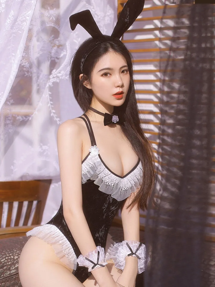 Velvet Bunny Open Crotch Bodysuit