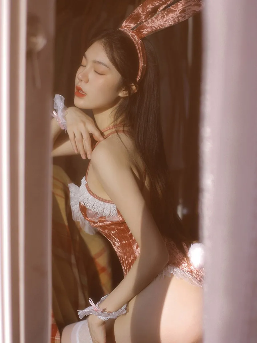 Velvet Bunny Open Crotch Bodysuit