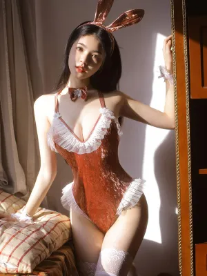 Velvet Bunny Open Crotch Bodysuit