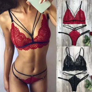 Women Bra Set Fashion Sexy Bra Polyester Lace Lingerie Straps Lenceria Mujer Women Sissy Panty Bandage Set Babydoll Sexy Bra Set